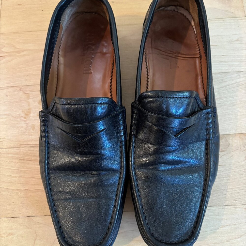 A. Testoni Black Leafer Loafers Mens size 10.5